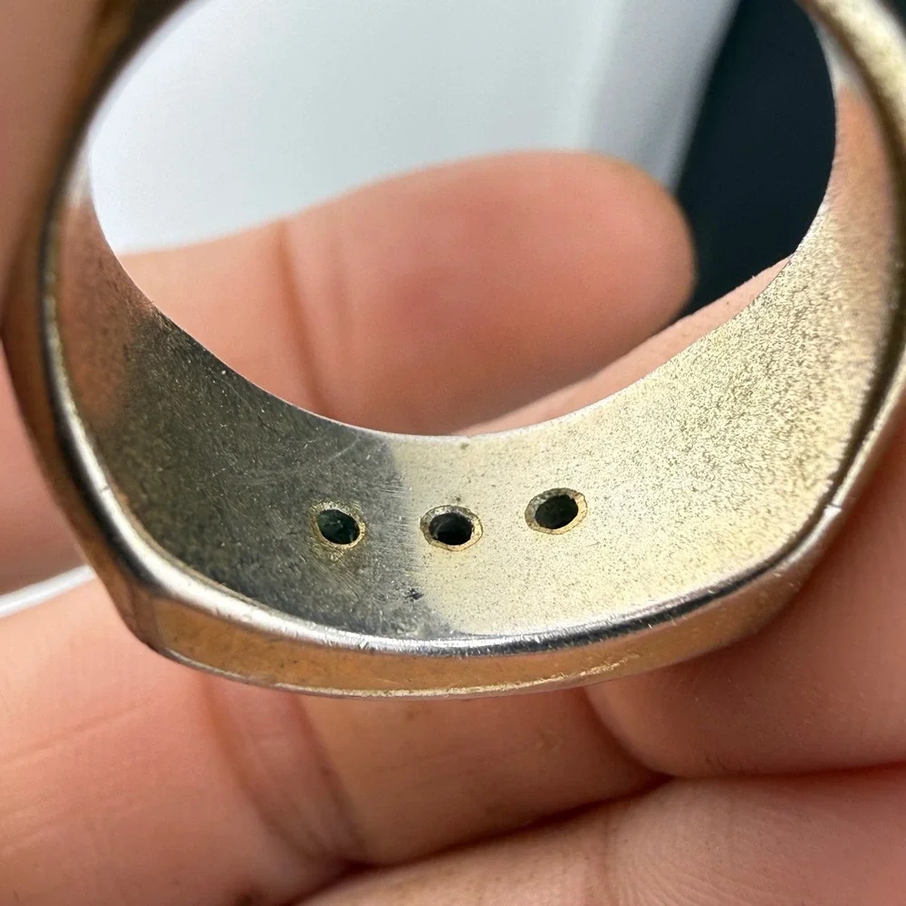 Vintage Joseph Esposito Ring Silver Gold Tone Three Stone Textured Band Size 10